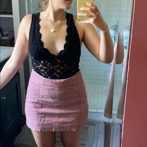 Lace Plunge Neck Bodysuit